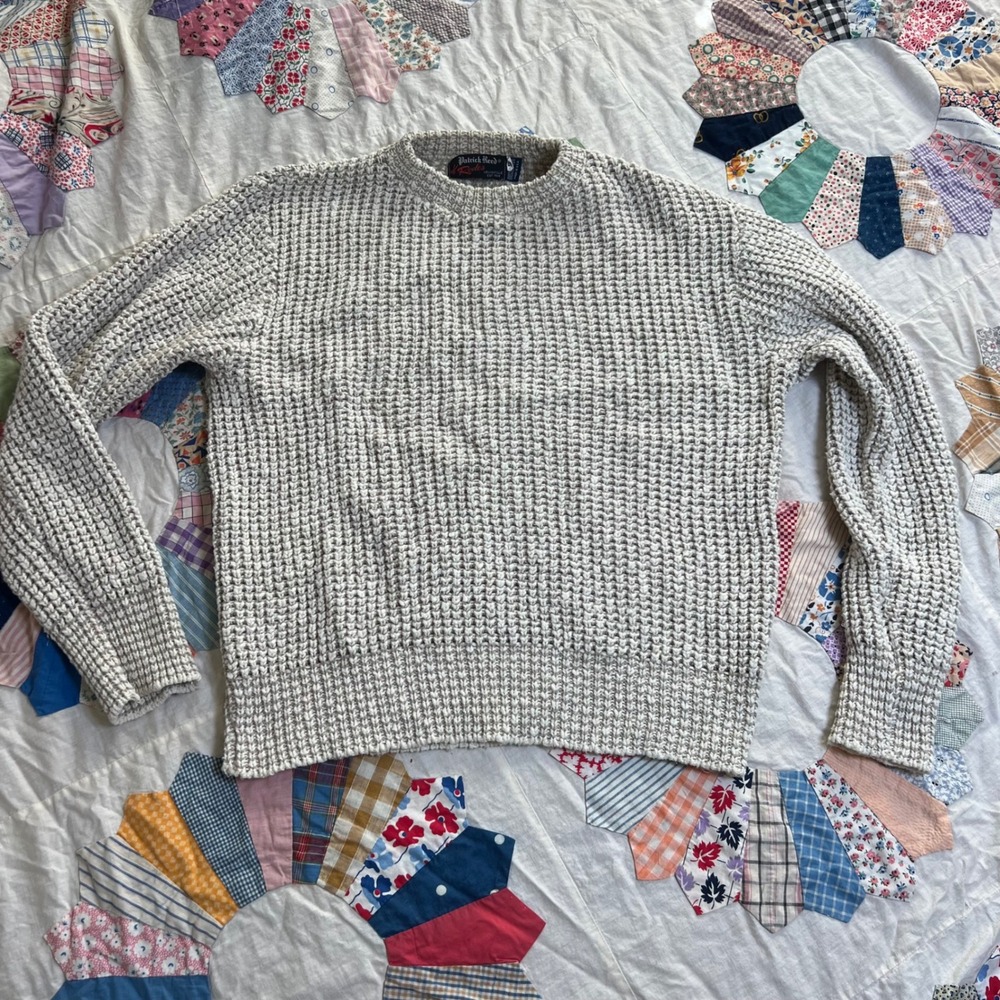 Patrick Reed Rodes Vintage Waffle Knit Sweater Mens Small Beige Cotton USA